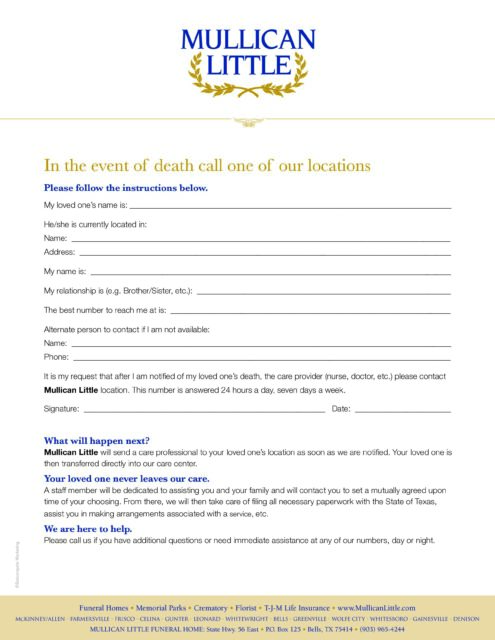 In Case of Death Please Notify