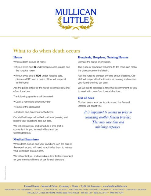 What to Do When Death Occurs